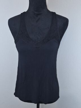 Nicole Miller Black Lace-Trim Racerback Camisole